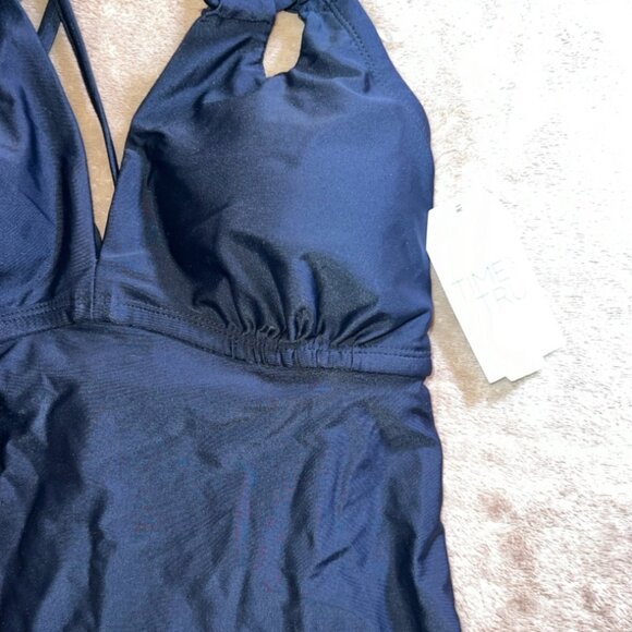 NWT Time‎ and Tru Missy Small (4-6) Rich Black Tankini Swim Top (Q) - Picture 2 of 5